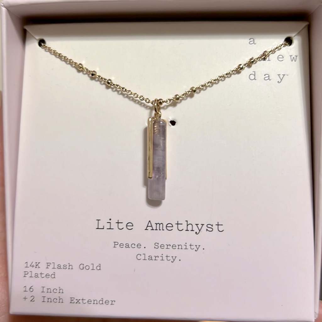 A New Day Amethyst 14k Flash Gold Plated Necklace Nwt 20$